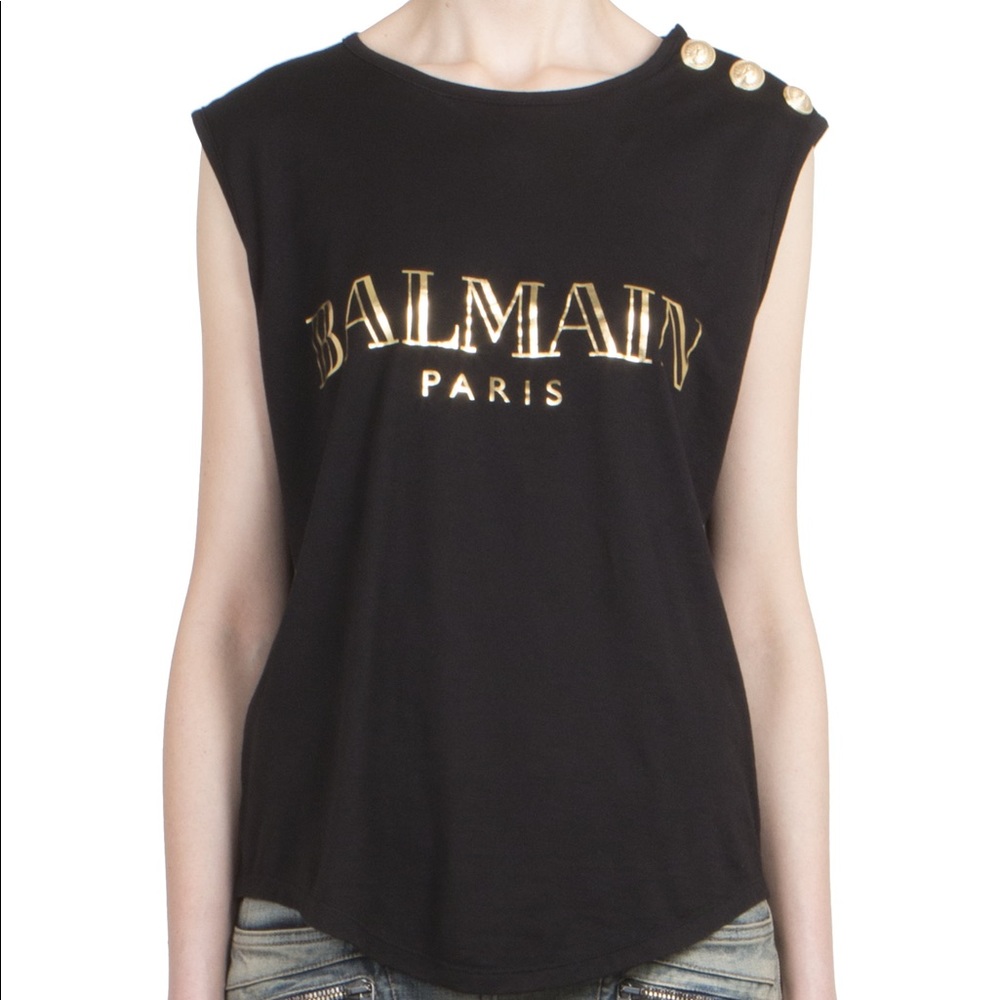 3-Button Metallic Logo Tank Top Balmain